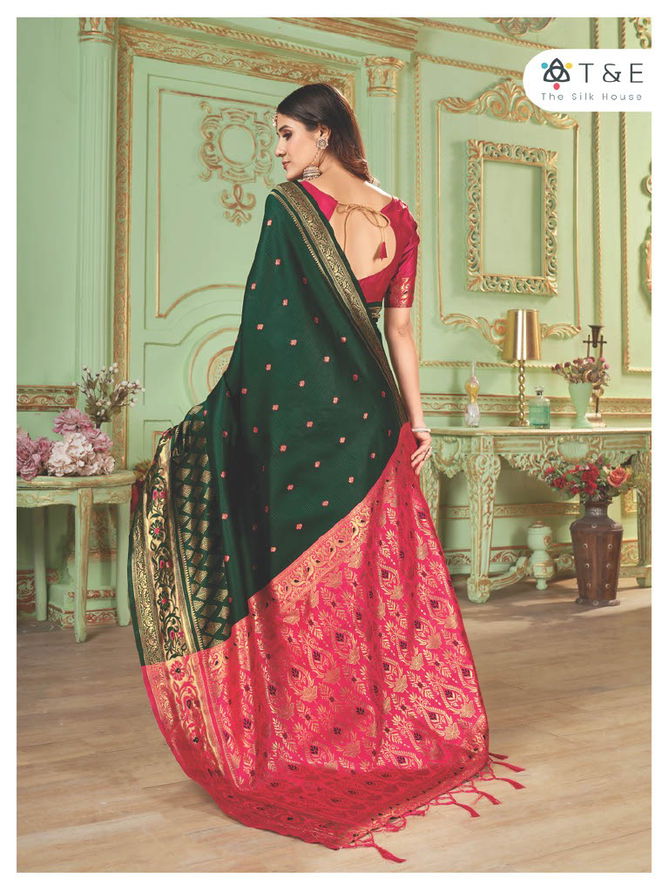 T And E Anika Silk Colors Party Wear Sarees Catalog